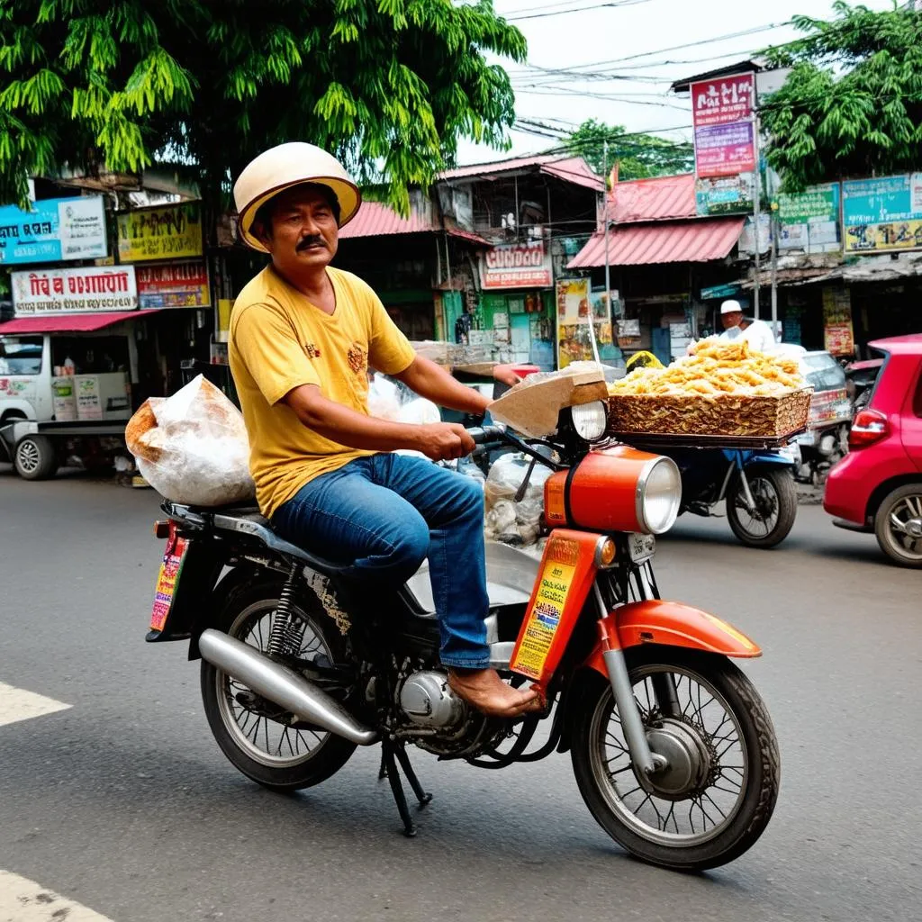 Bán hàng rong bằng xe máy