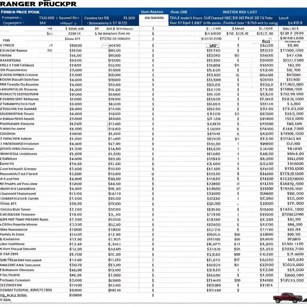 Bảng giá xe bán tải Ford Ranger