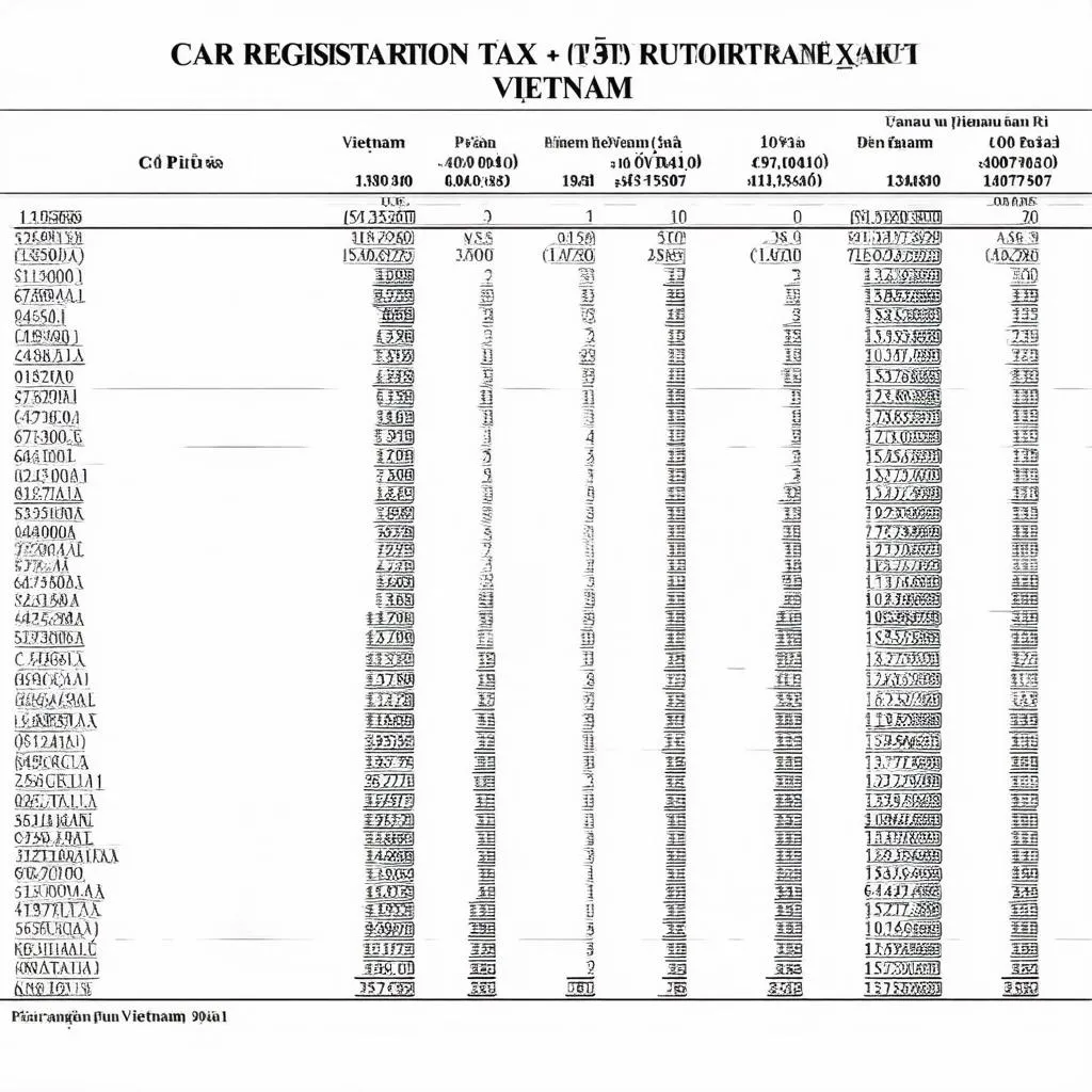 Bảng giá xe ô tô tính thuế trước bạ