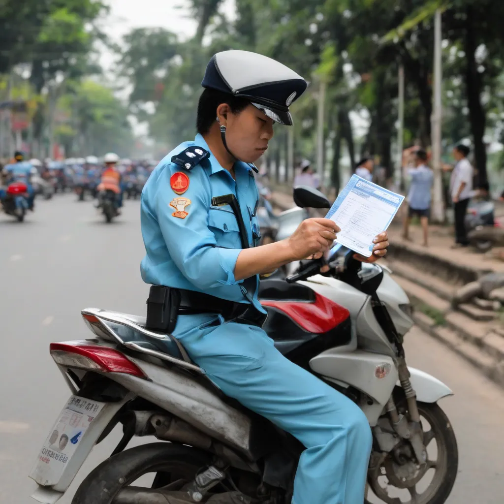 Cảnh sát giao thông kiểm tra giấy tờ xe