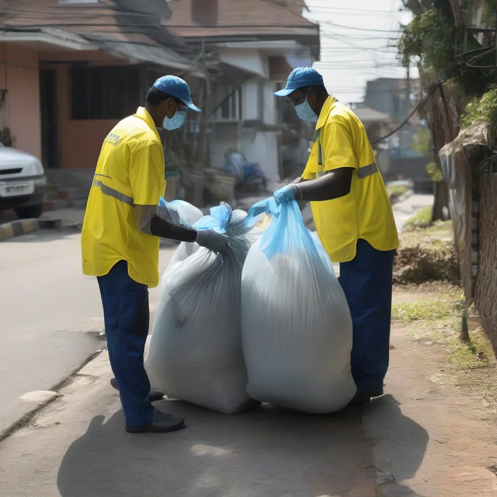 Công nhân vệ sinh thu gom rác