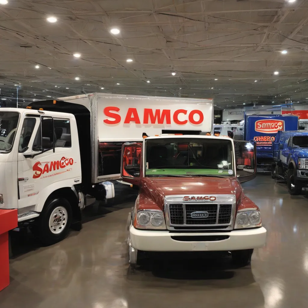 Showroom of Samco trucks