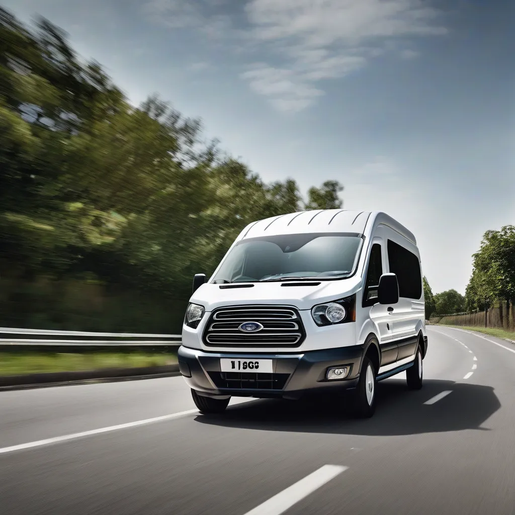 Xe Ford Transit 16 chỗ màu trắng chạy du lịch