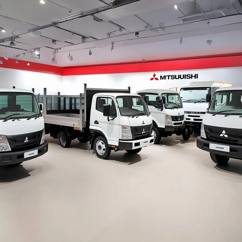 Khu Vực Trưng Bày Xe Tải Mitsubishi Hiện Đại Rộng Rãi