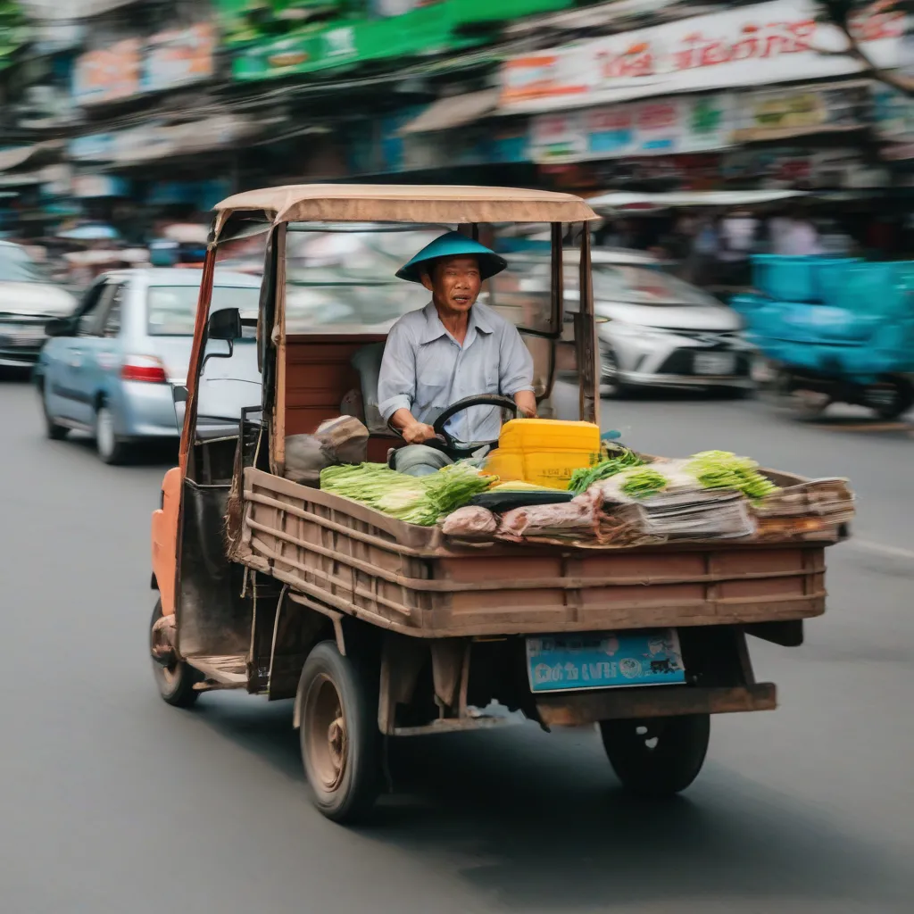 Lái xe tải nhỏ trong thành phố