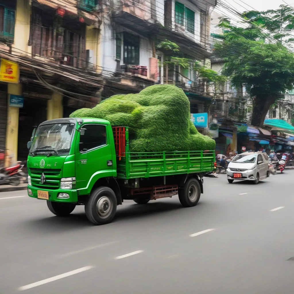 Lái xe tải Trường Giang trên đường phố