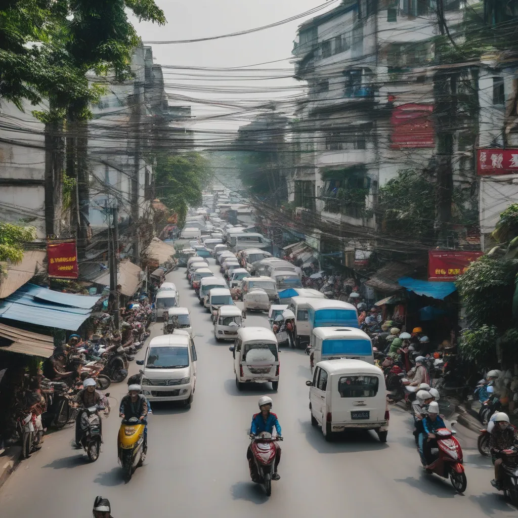 Lái xe tải van trên đường phố