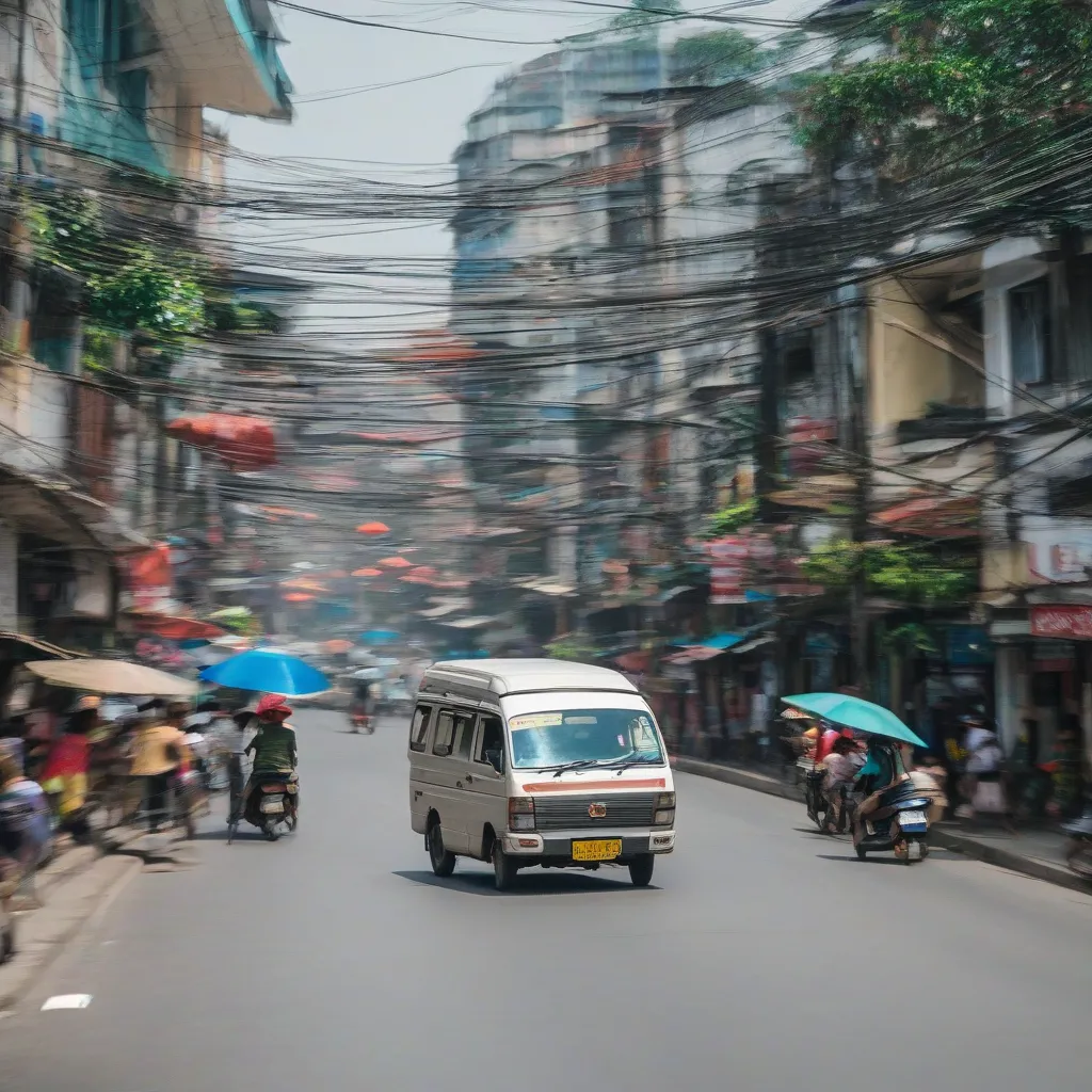 Lái xe tải van trên đường phố