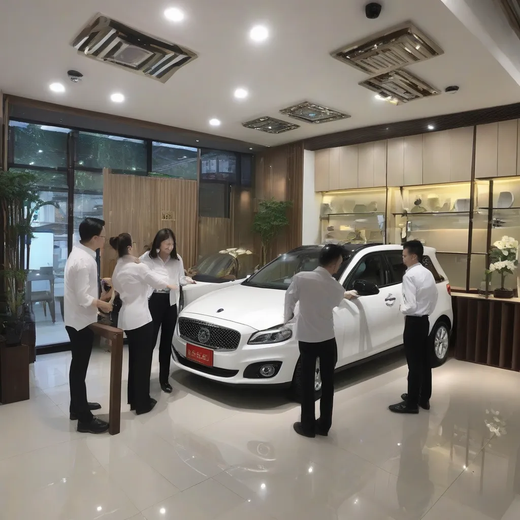 Nhân viên tư vấn khách hàng tại showroom Xe Tải Van