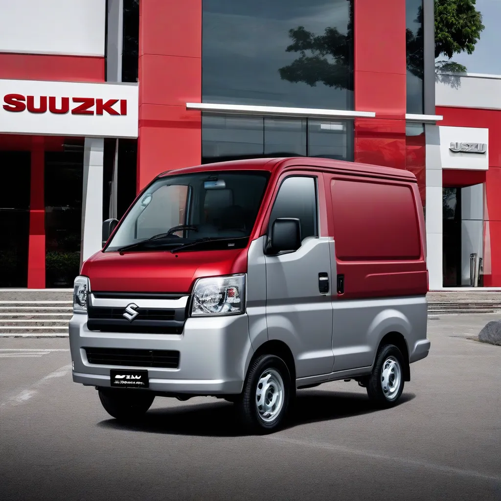 Suzuki Carry Pro Bạc Đỏ Đậu Trước Đại Lý