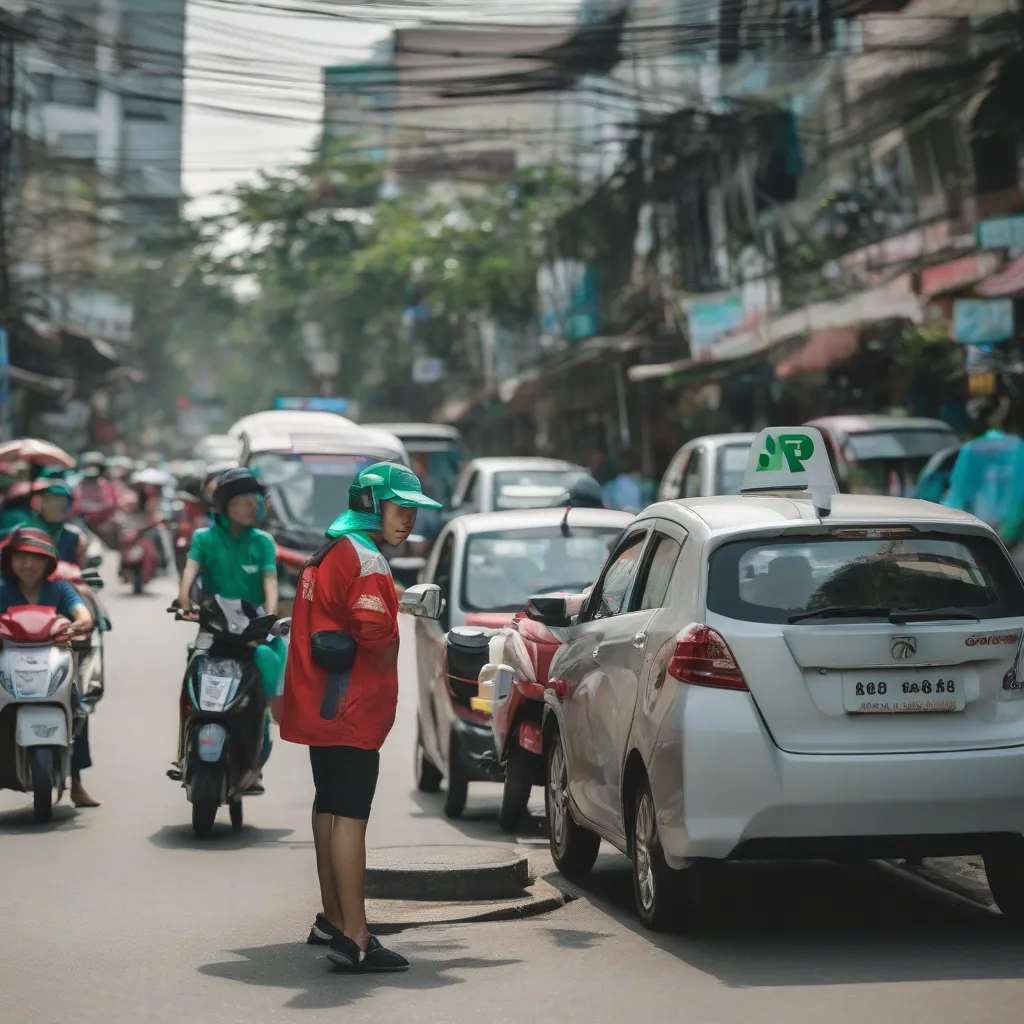 Tài xế Grab đang chờ khách