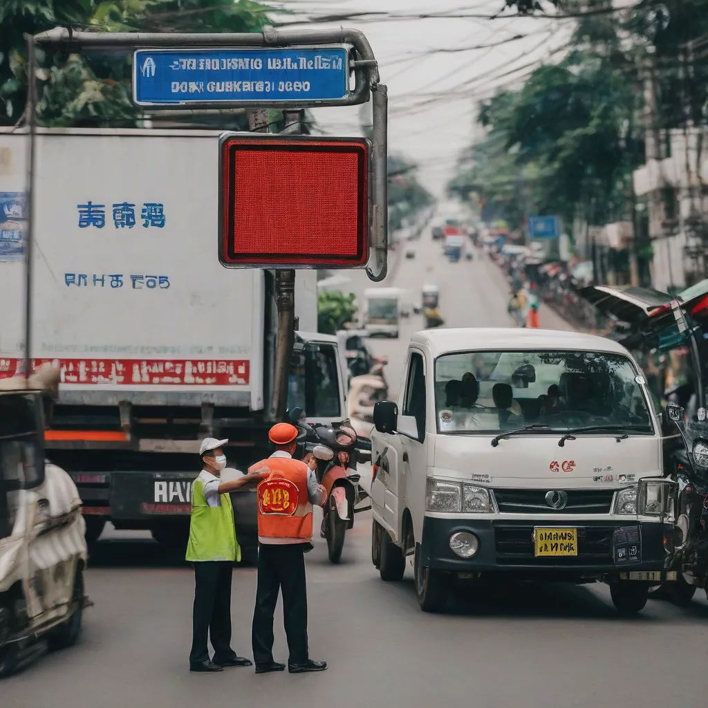 Tài Xế Xe Tải Van Xem Biển Báo Giao Thông