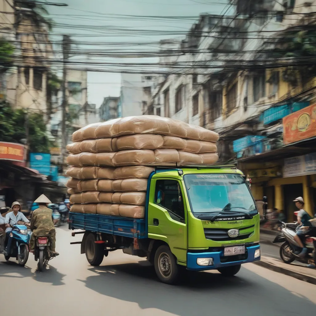 Thaco Towner vận chuyển hàng trong thành phố