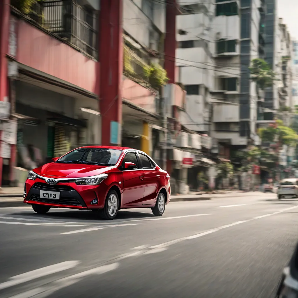 Toyota Vios lăn bánh trên đường