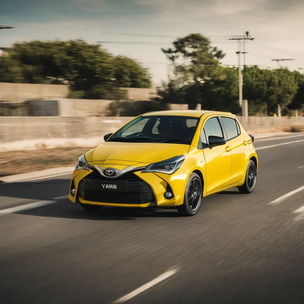 Toyota Yaris màu vàng nổi bật trên đường