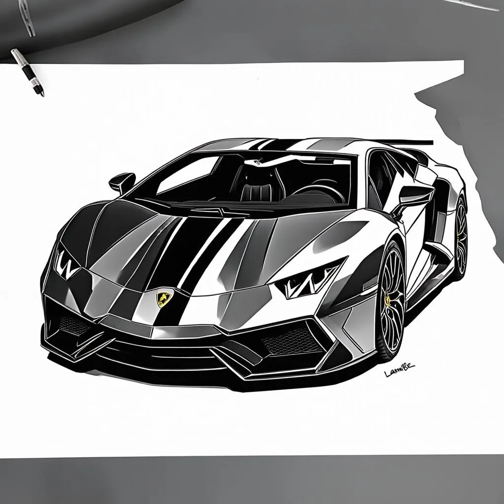 Vẽ siêu xe Lamborghini theo phong cách riêng