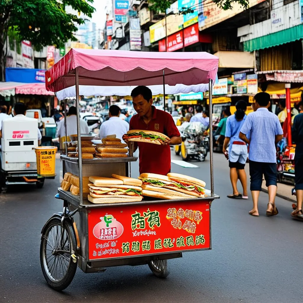 Xe bán bánh mì rong