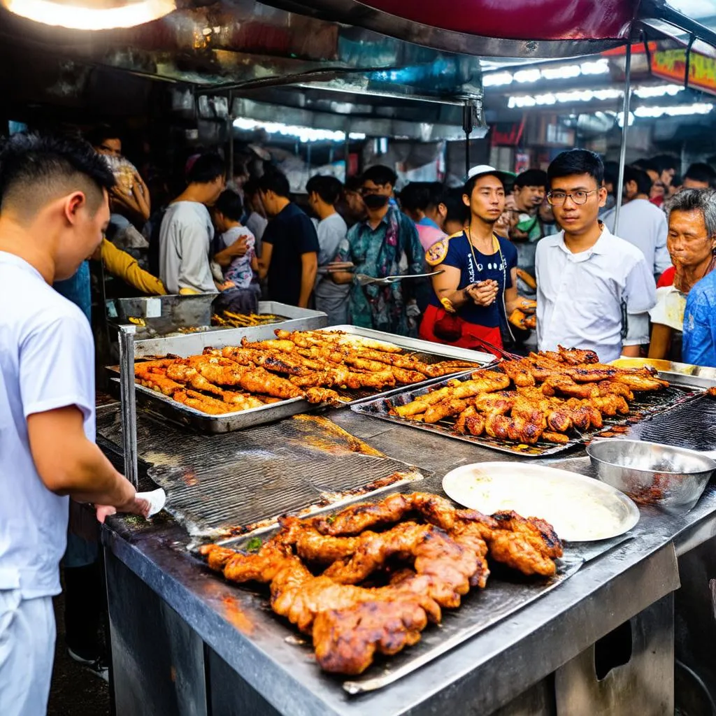 Xe bán đồ nướng đông khách