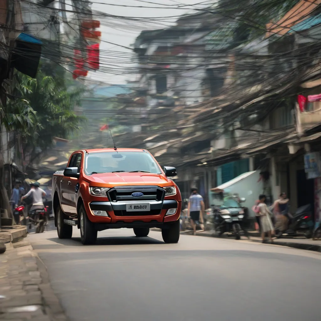 Xe Bán Tải Ford Ranger Di Chuyển Trên Đường Phố Hà Nội