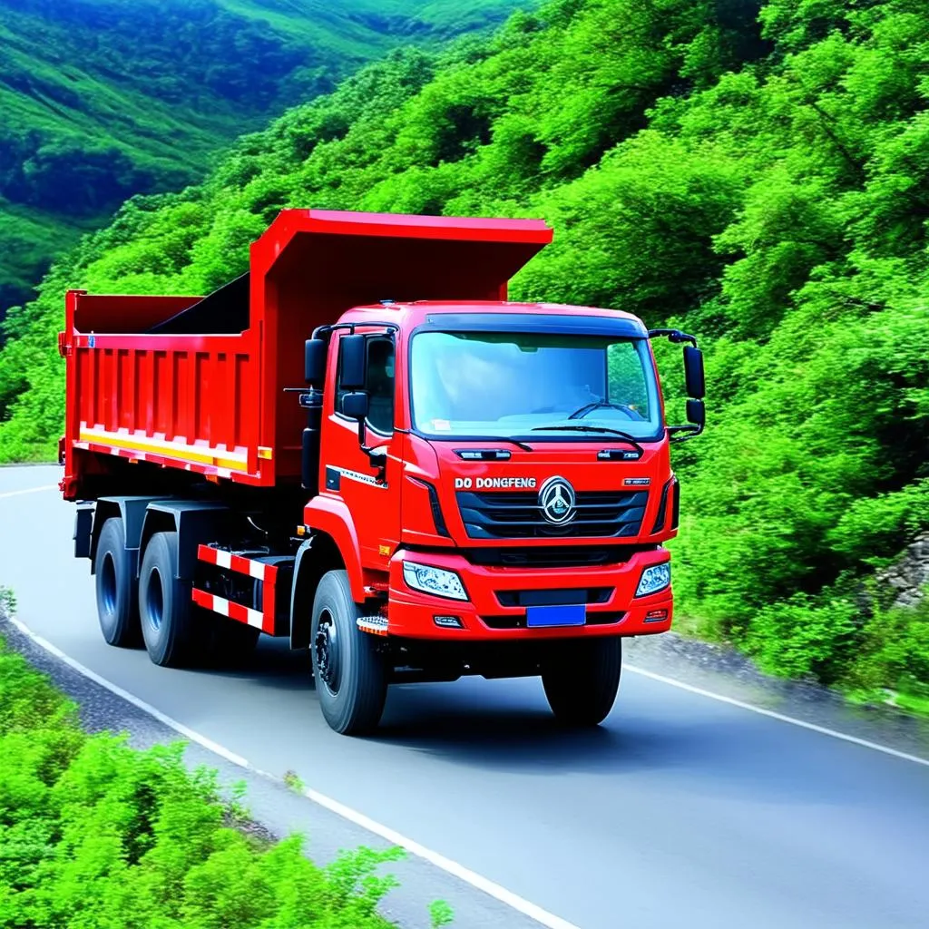 Xe ben 5 tấn Dongfeng chạy trên đường núi