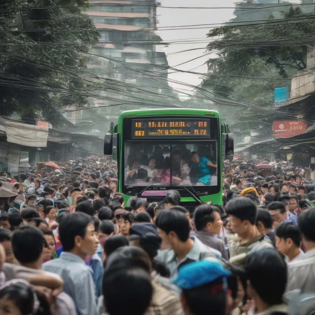 Xe bus 40 Hà Nội đang dừng đón khách