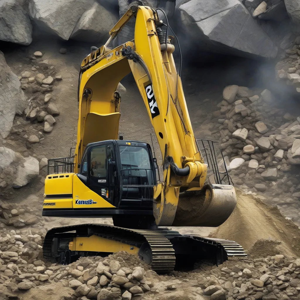 Xe cuốc Komatsu làm việc tại công trình