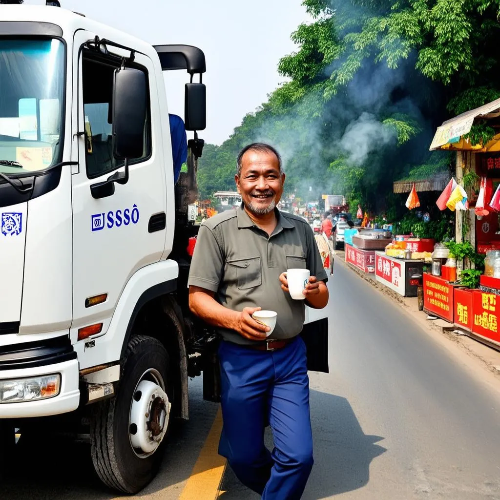 Xe đầu kéo Fuso và bác tài