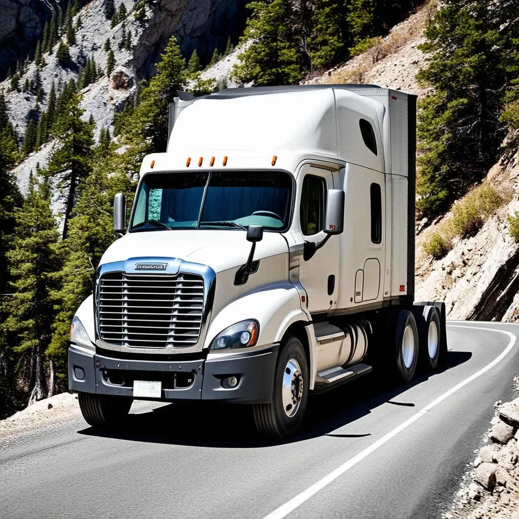 Xe đầu kéo Mỹ Freightliner vượt đèo