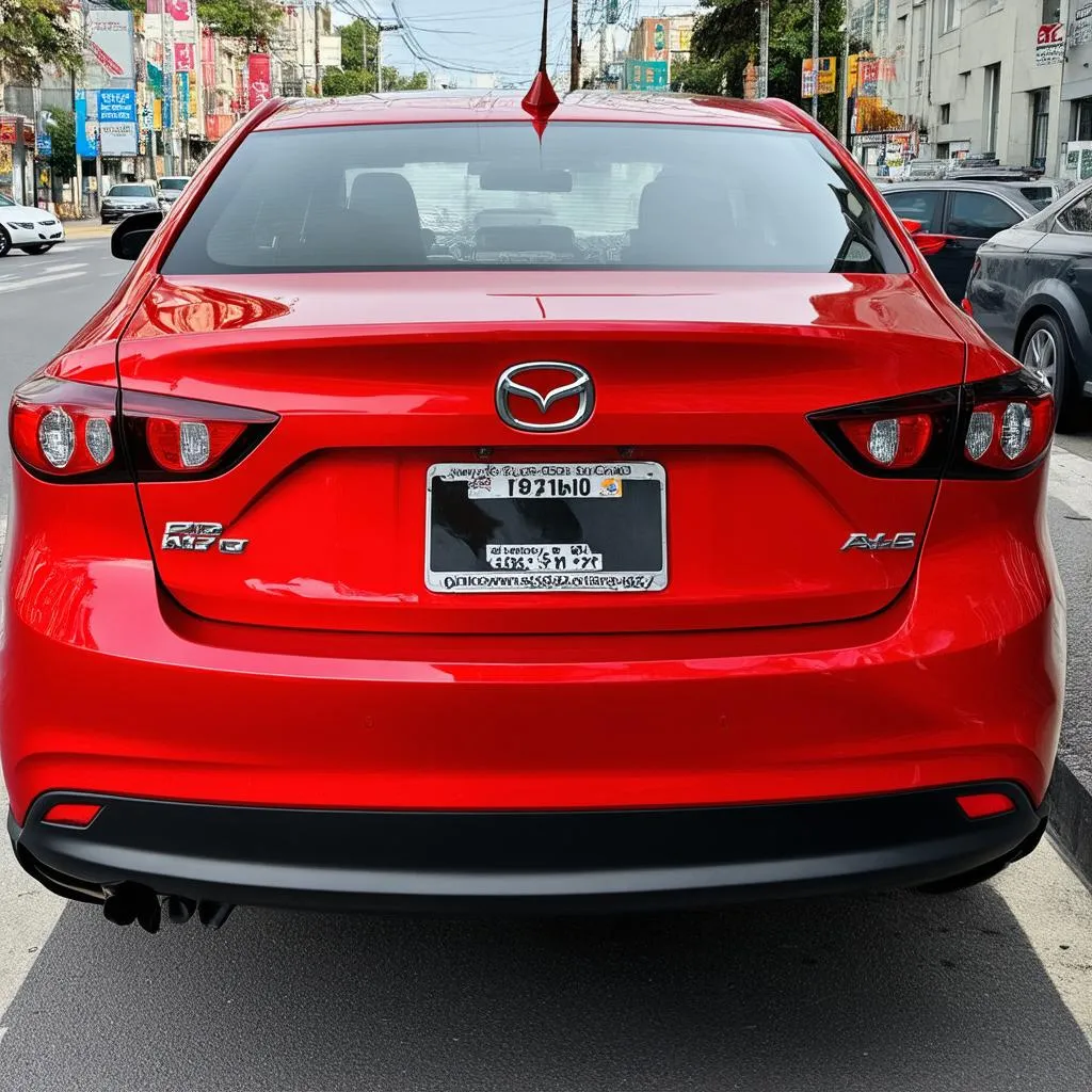 Xe hơi Mazda 3 đang đỗ trên đường