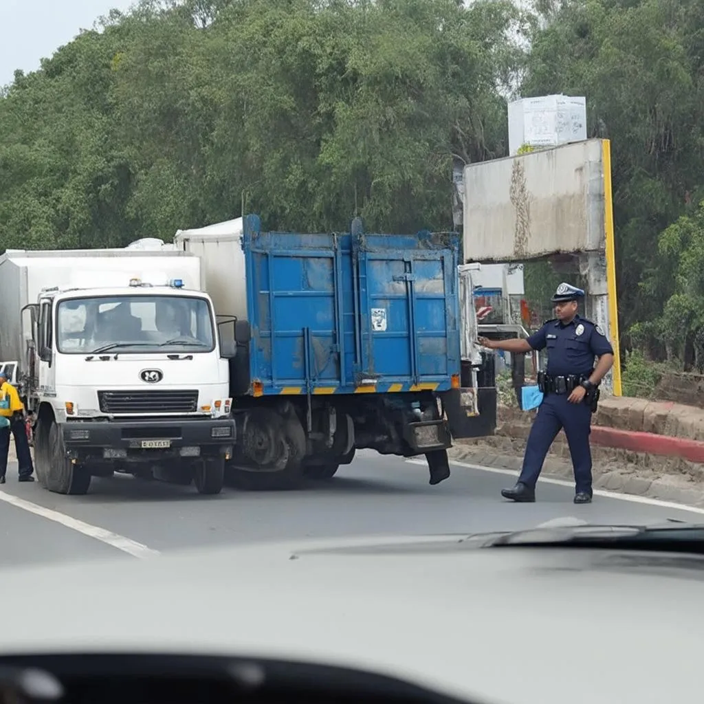 Xe tải bị CSGT tuýt còi