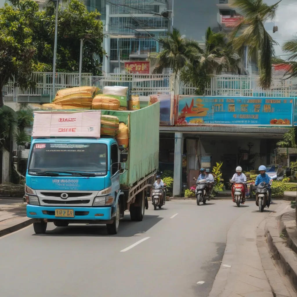 Xe tải di vào thành phố Nha Trang