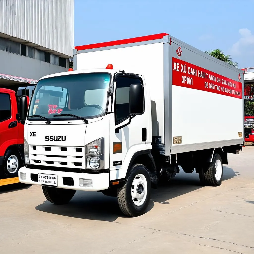 Xe tải Isuzu 2T4 màu trắng đỏ - Xe Tải Van