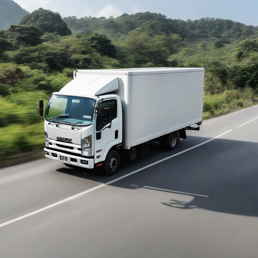 Xe tải Isuzu 750kg di chuyển trên đường