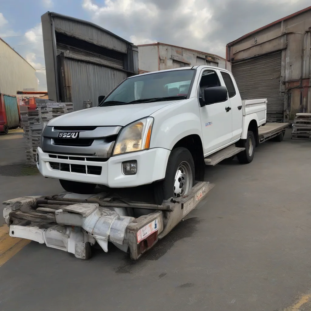 Xe tải Isuzu 8 tấn cũ đang chờ lên đường chở hàng