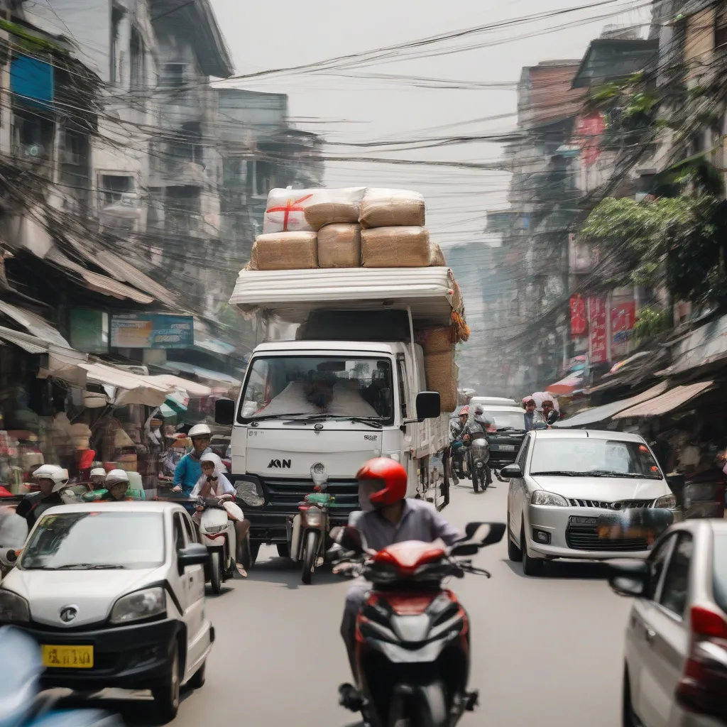 Xe tải van Adsun giao hàng