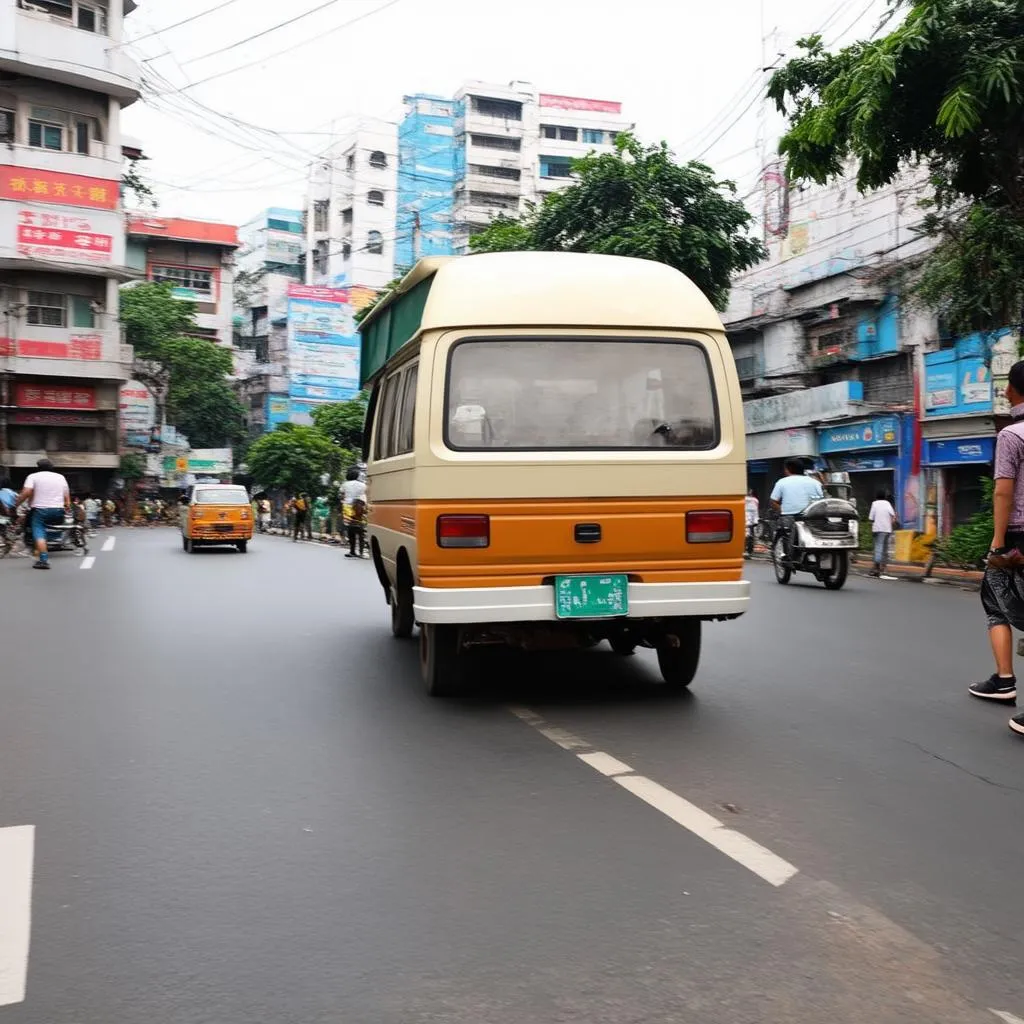 Xe tải van di chuyển trong thành phố