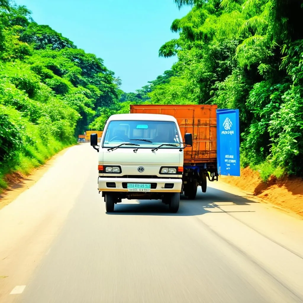 Xe tải van di chuyển trên đường