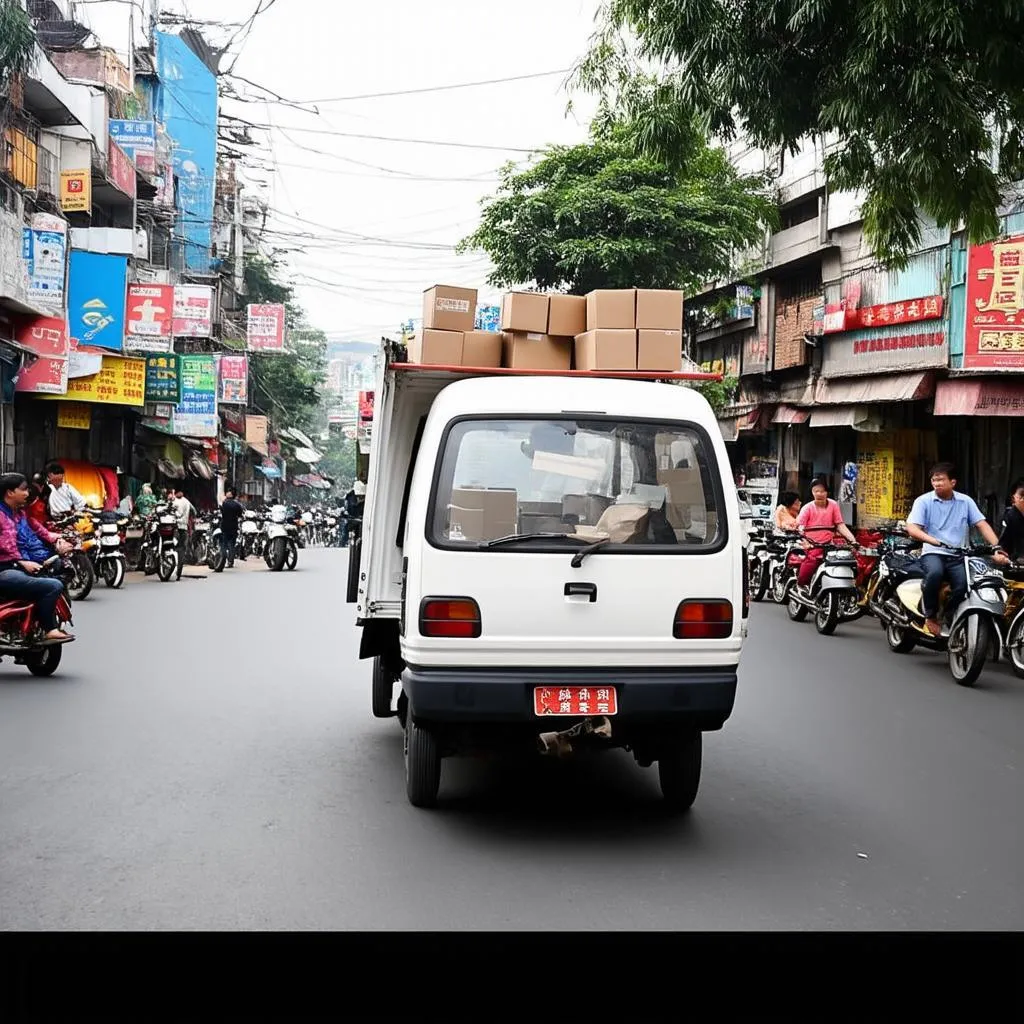 Xe tải van Dongben trên phố