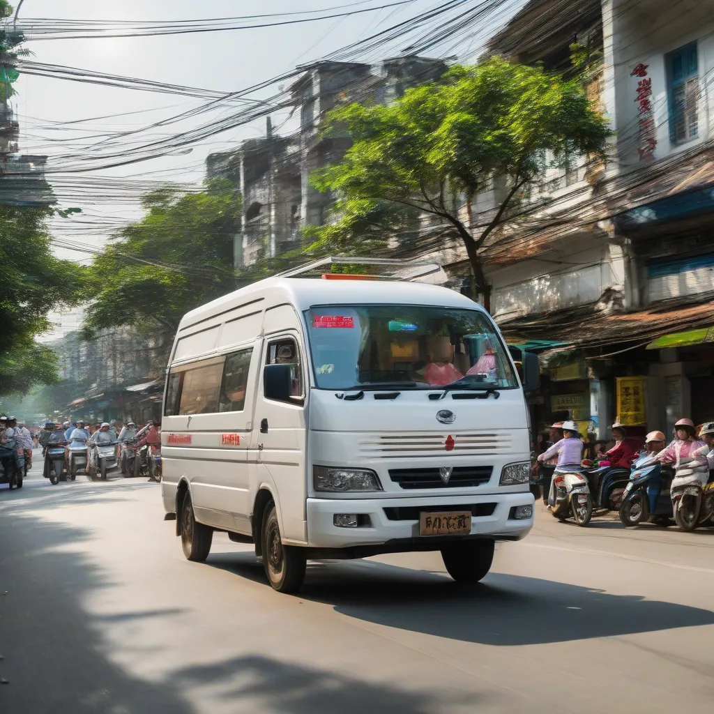 Xe tải van Dongben X30 chạy trên đường Nguyễn Trãi