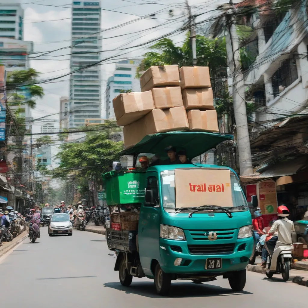 Xe tải van Grab đang giao hàng