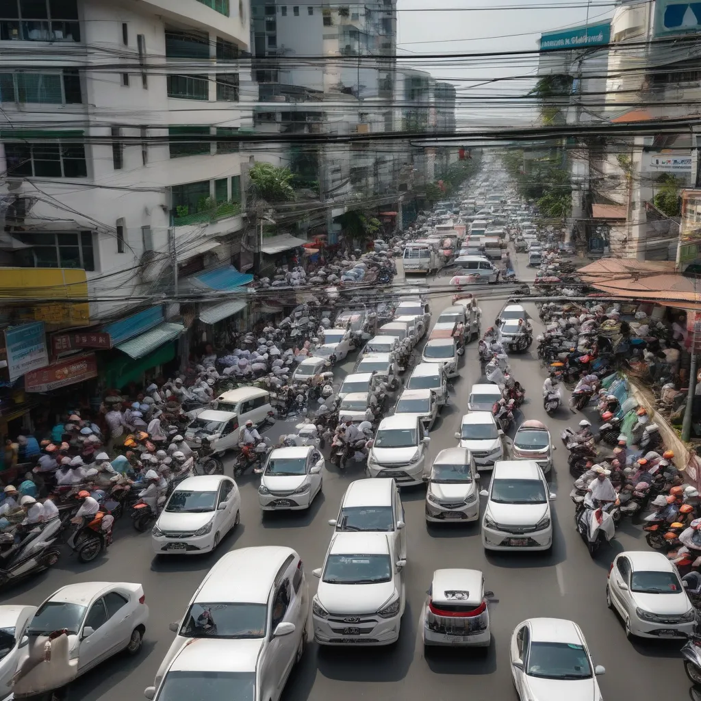 Xe tải van Hyundai Solati tại ngã ba Cửu Long