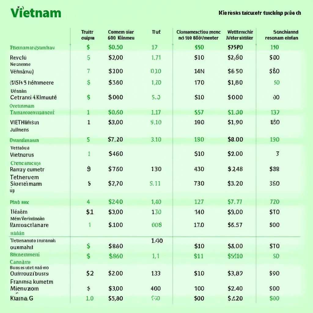 Bảng giá xe cây số