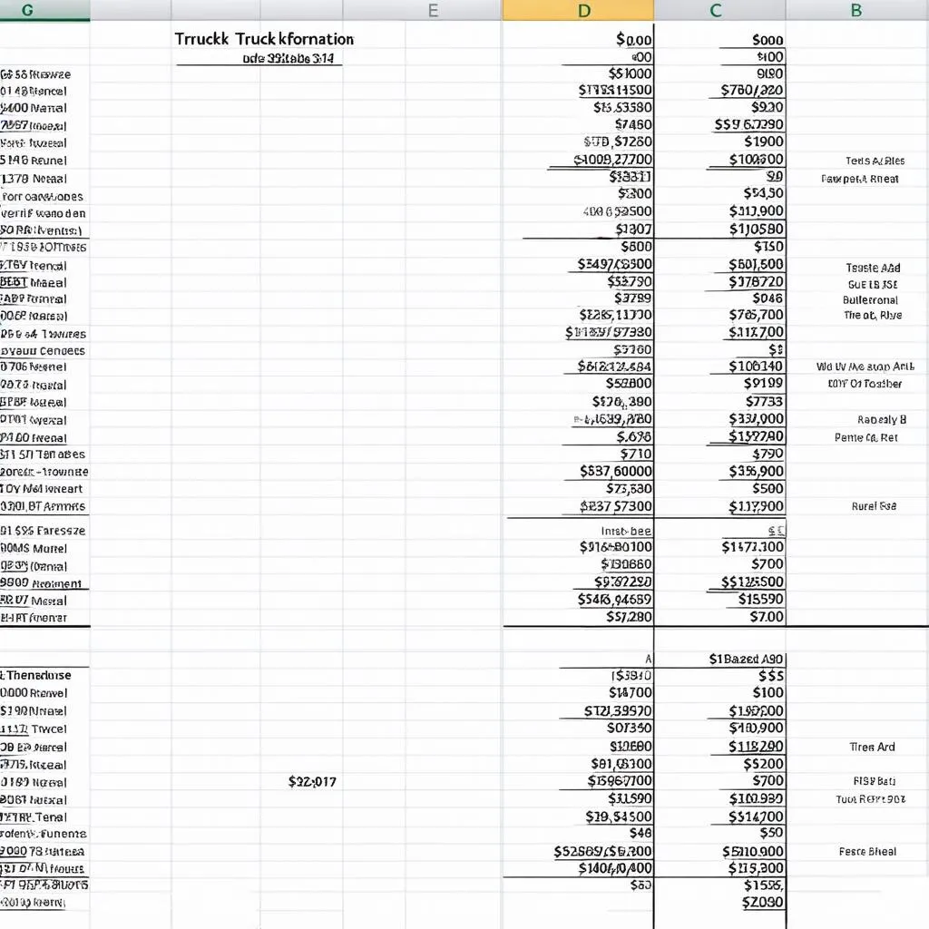 Bảng tính tiền thuê xe excel