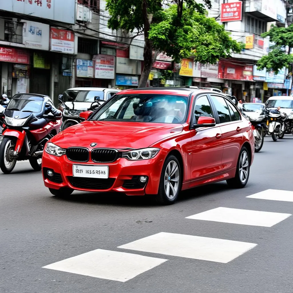 BMW 320i B48 lăn bánh trên đường phố