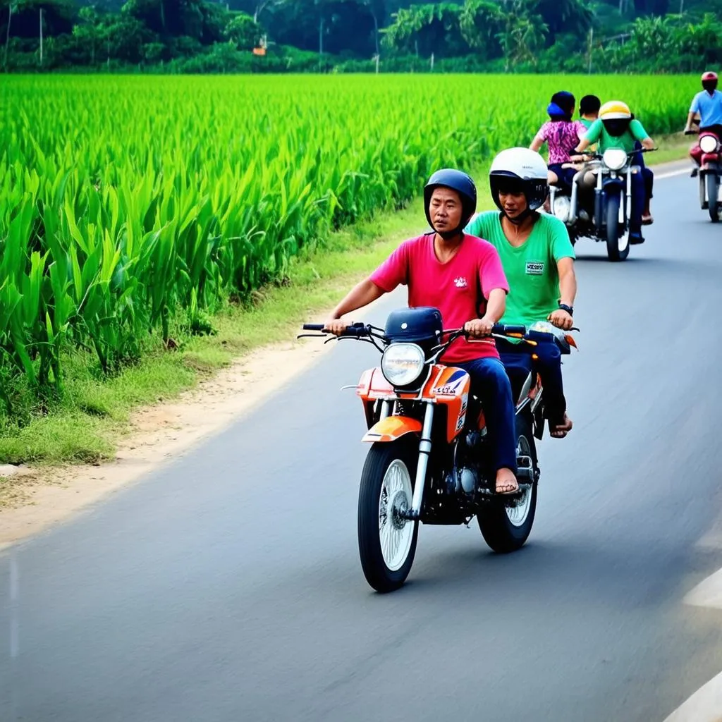 Di chuyển bằng xe máy tại Hưng Yên