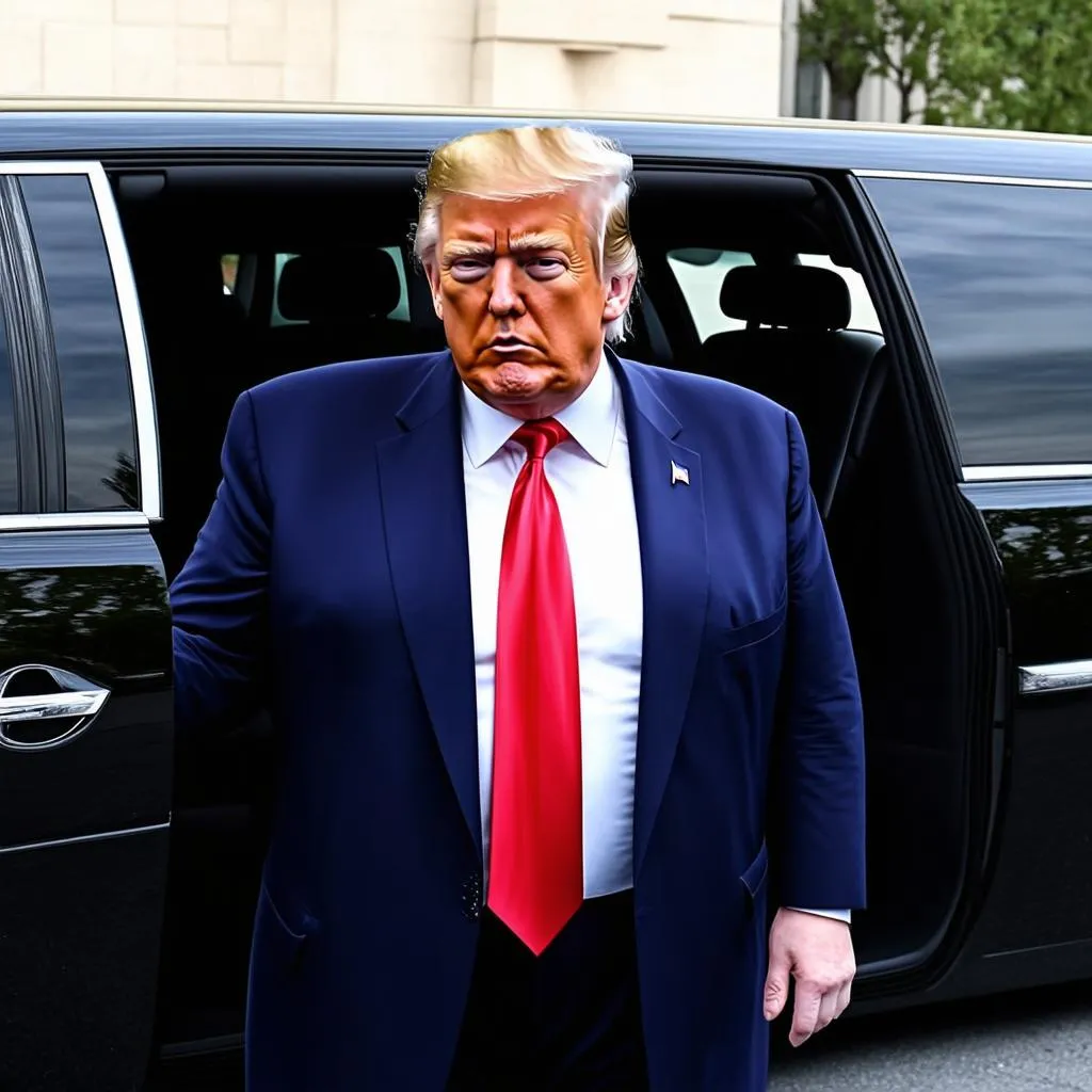 Cựu Tổng Thống Donald Trump Xuống Xe Cadillac One