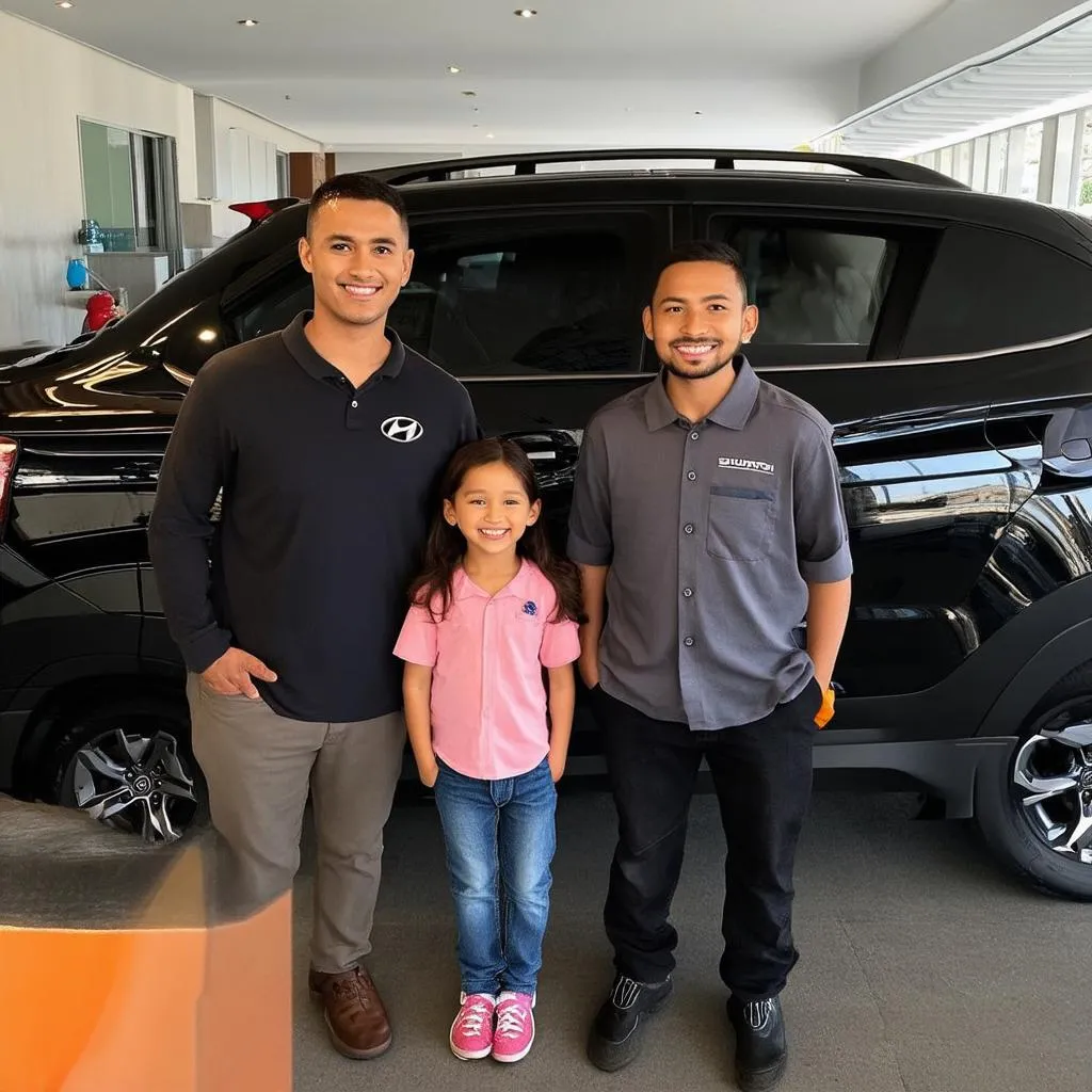 Happy family with Hyundai car