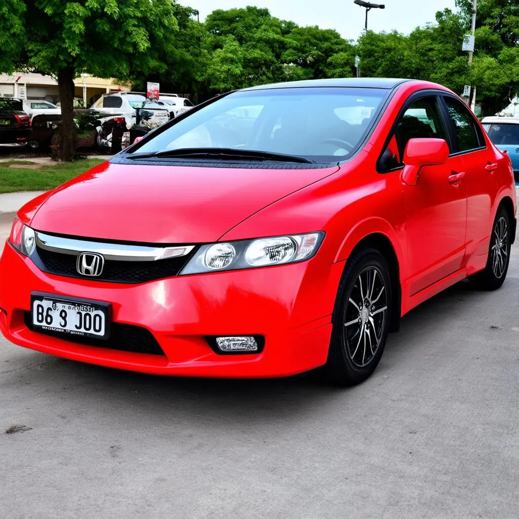 Xe Honda Civic màu đỏ