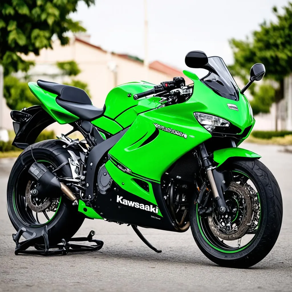 Hình ảnh Kawasaki Z H2 màu xanh