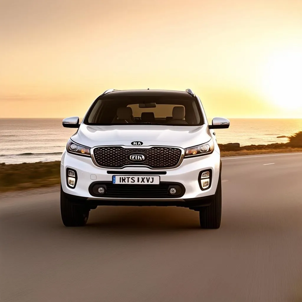 Kia Sorento di chuyển trên đường ven biển